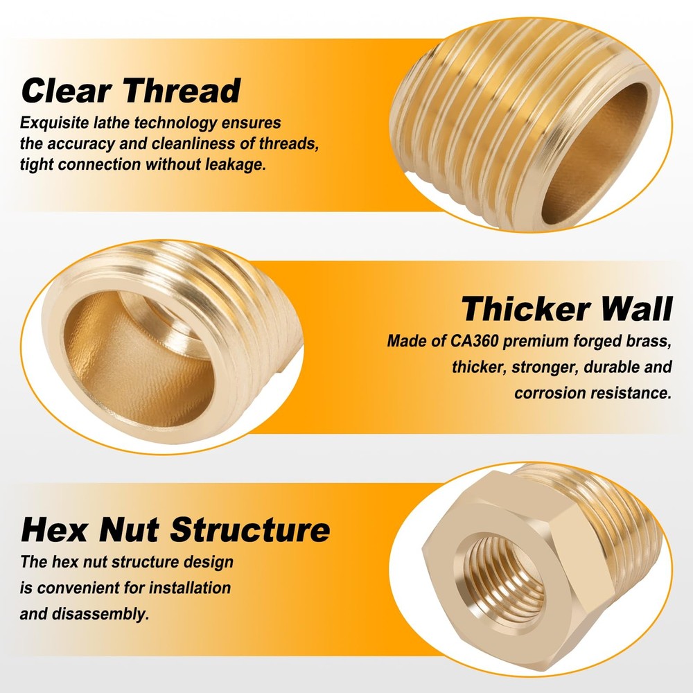 KOOTANS 25PCS Brass Hex Bushing Kit Fittings Kit,