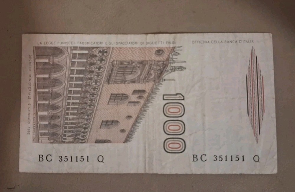 1982 Italy 1000 Lire Note