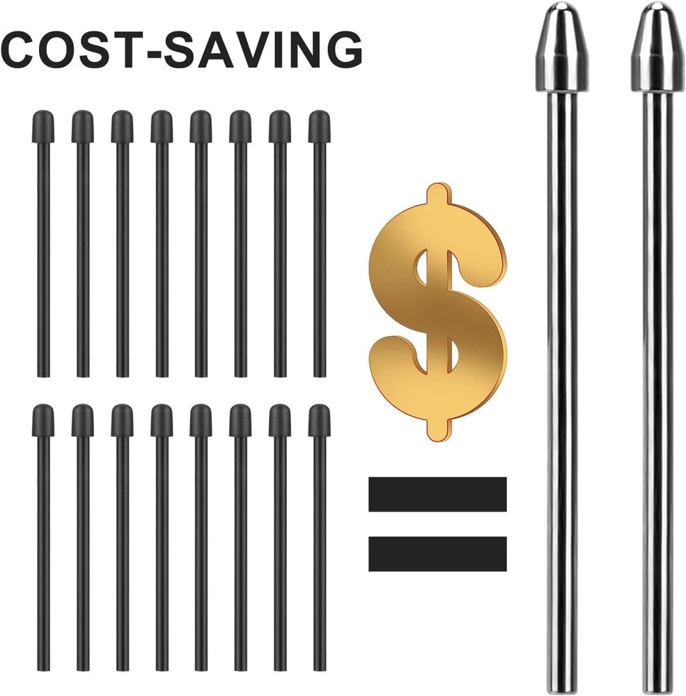 2PCS Pen Tip Replacement for Kindle Scribe Stylus Tips Titanium silver