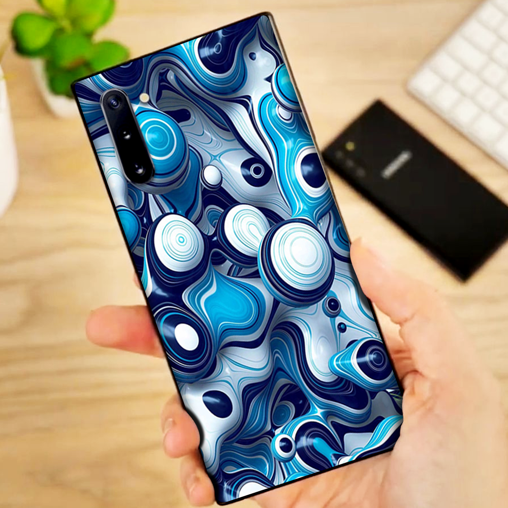 Skins Decal Wrap for Samsung Galaxy Note 10 Mixed Blue Bubbles Glass