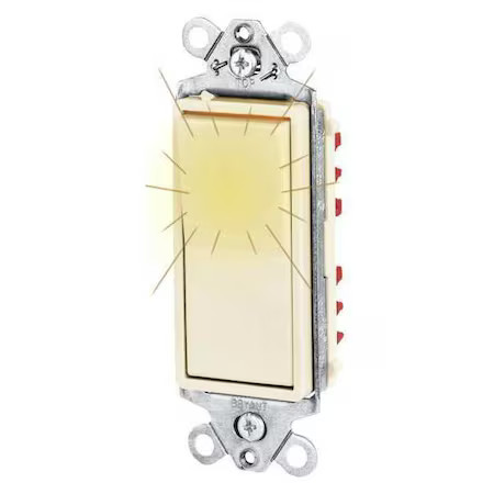 Bryant 9903Gli Illuminated Wall Switch, Ivory, 3-Way Type