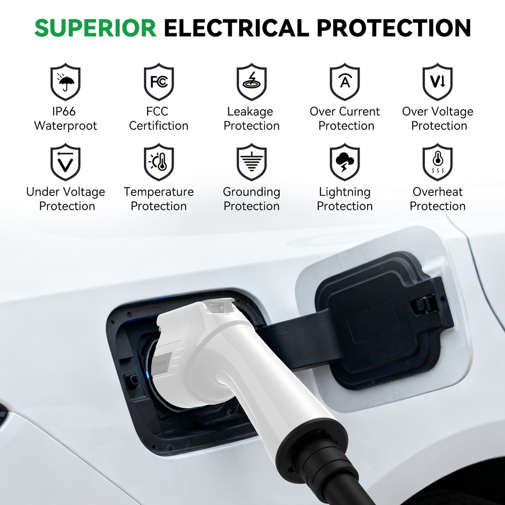 Level 2 Portable EV Charger 32A Adjustable Current & Timer 240V NEMA 14-50 Plug
