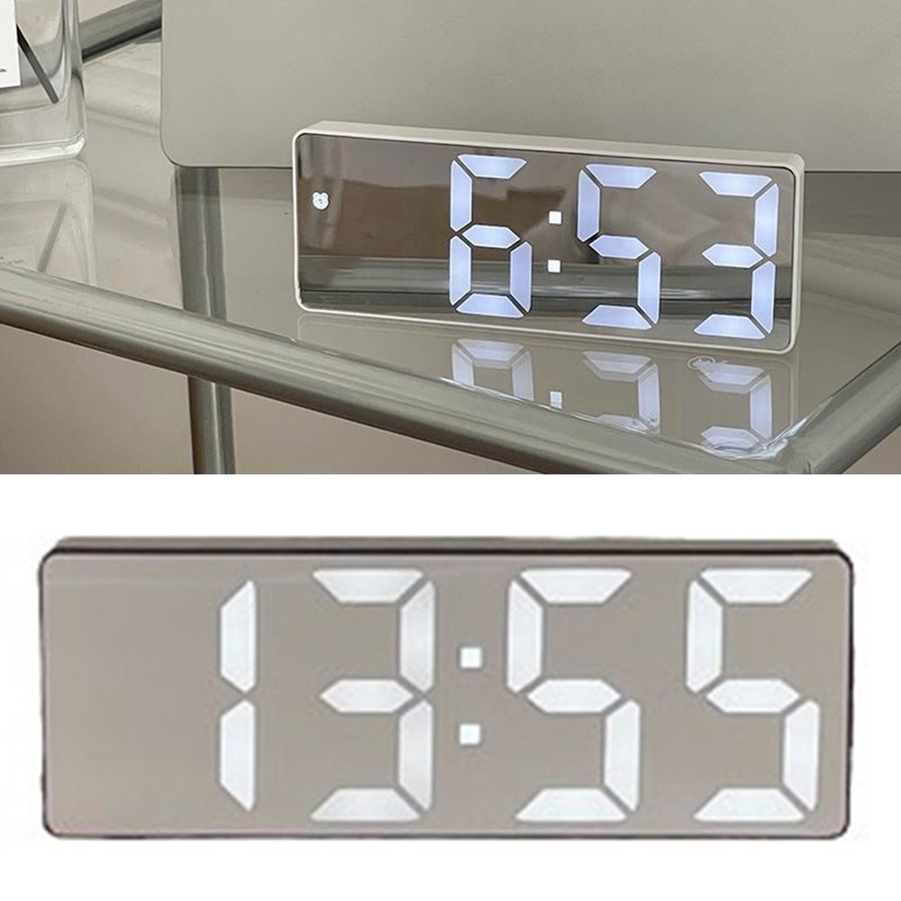 Minimalist White LED Desk Clock with Workday Mode and Silent Operation