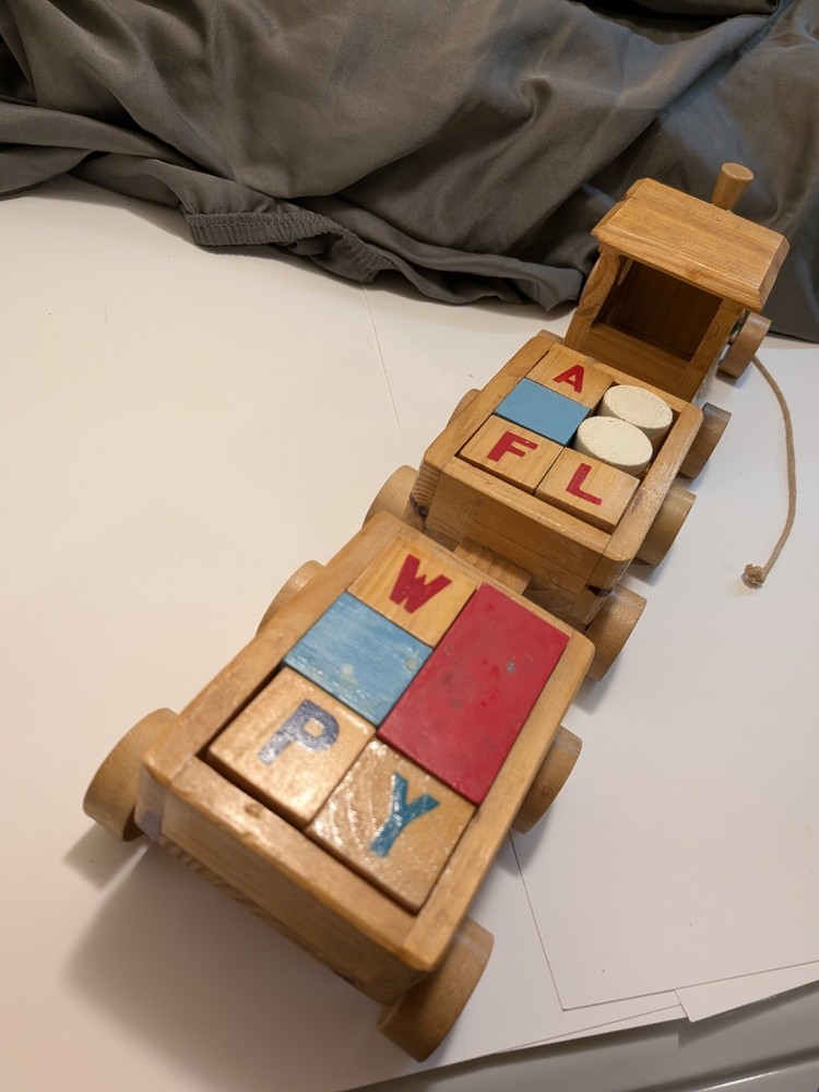 Vintage, Toy Wooden Pull Train Set