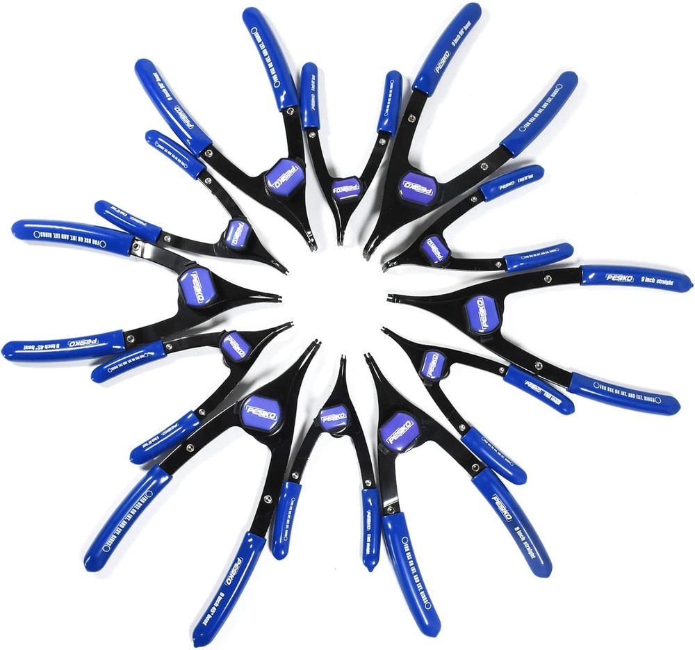 12-Piece Snap Ring Pliers Set Heavy Duty, Internal External Convertible Fixed Ti