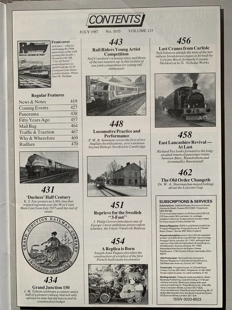 The Railway Magazine - 7 issues from 1981 to 1989