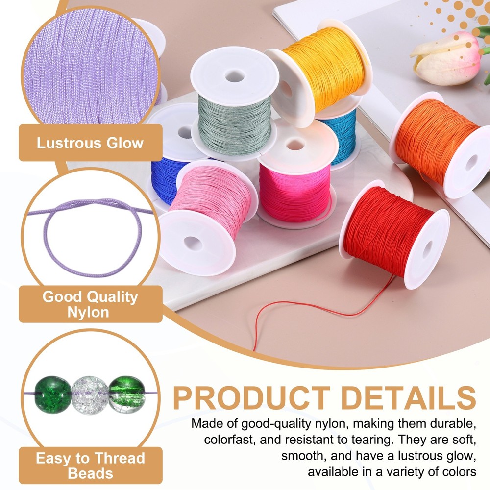 2 pcs 0.6mm String for Bracelets, 44 Yards Beading Thread(Light Purple)