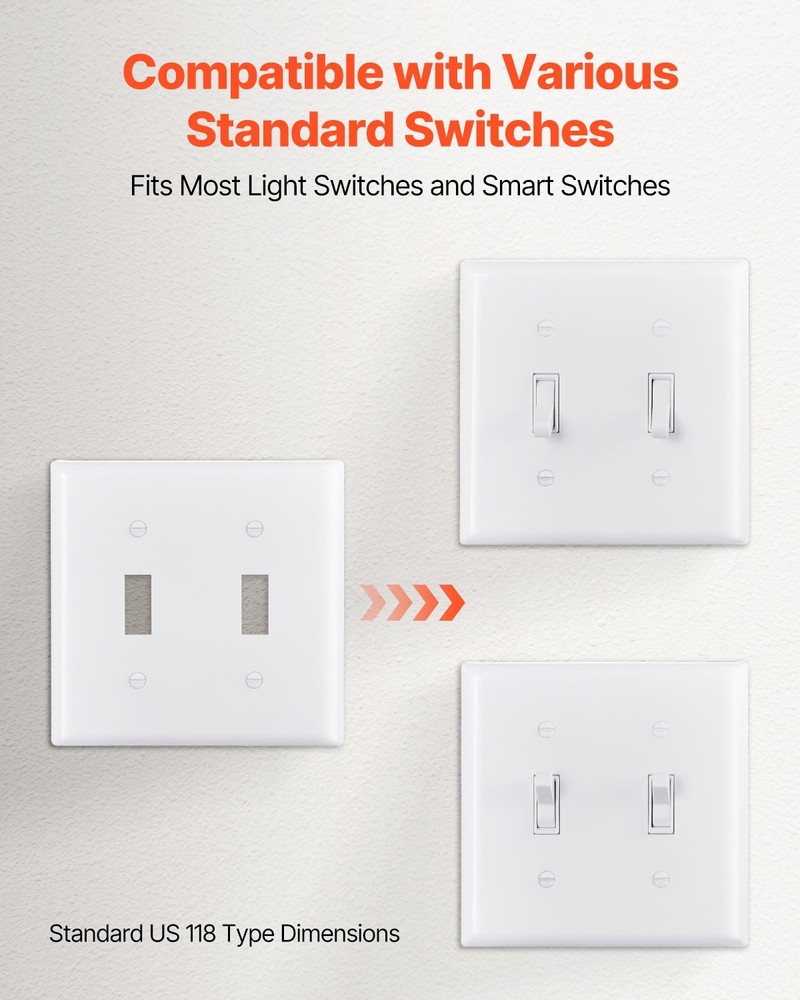 Toggle Light Switch Wall Plates 2-Gang Switch Electrical Outlet Covers Sta