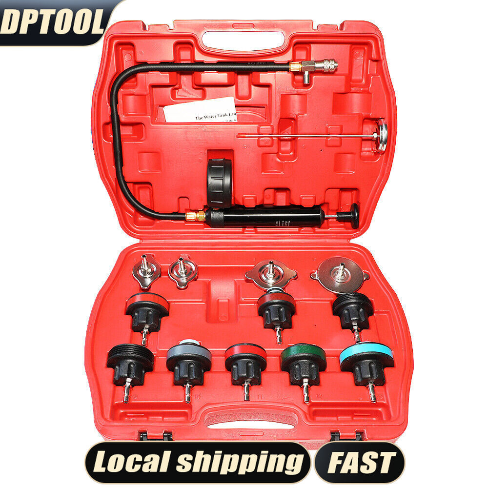 14Pcs Radiator Pump Pressure Leak Tester Detector Coolant System Test Tool Kit