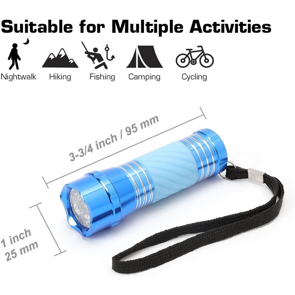 4-Pack Mini LED Flashlight Aluminum 9 LED Super Bright Torch Zoomable Flashlight