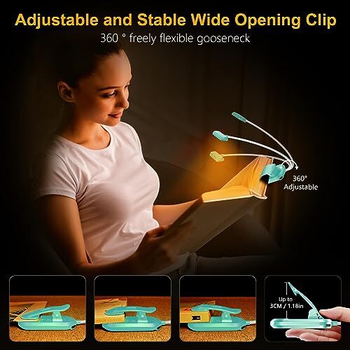 Rechargeable Book Light for Reading in Bed with 19 LED &Memory Function-Eye