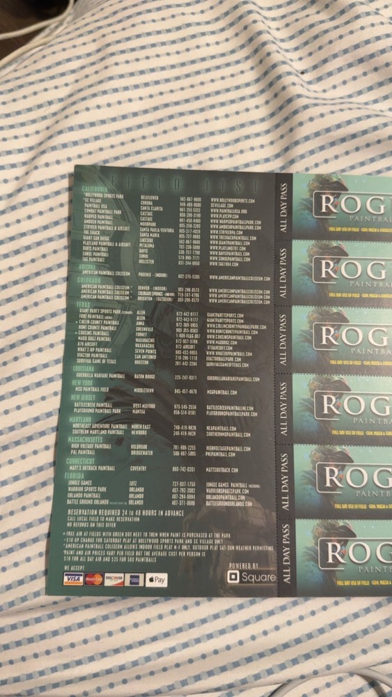 Paintball Field Entry Tickets