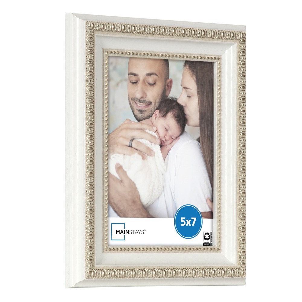 5x7 White Ornate Decorative Tabletop Picture Frame