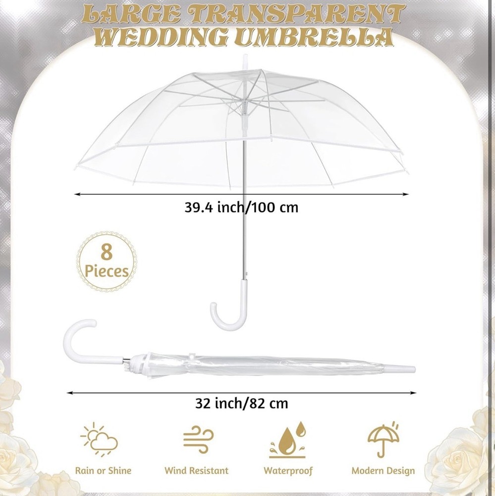 Wedding Umbrella 8 pcs, Clear, New