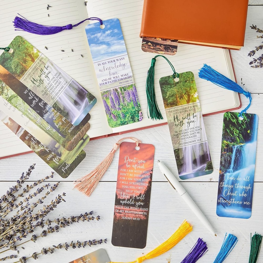 100 Pack Christian Bookmarks with Religious Scriptures, Bible Verse Book Mark