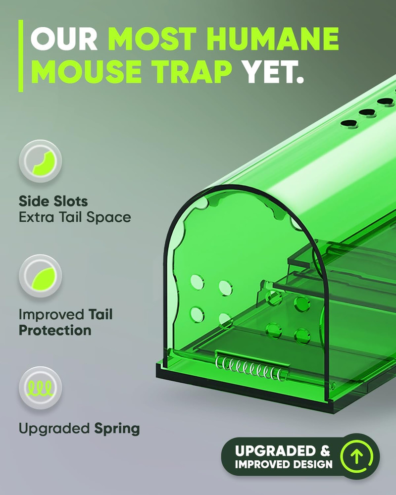 Humane Mouse Traps No Kill Live Catch and Release 4 Pack - Reusable, Easy to Use