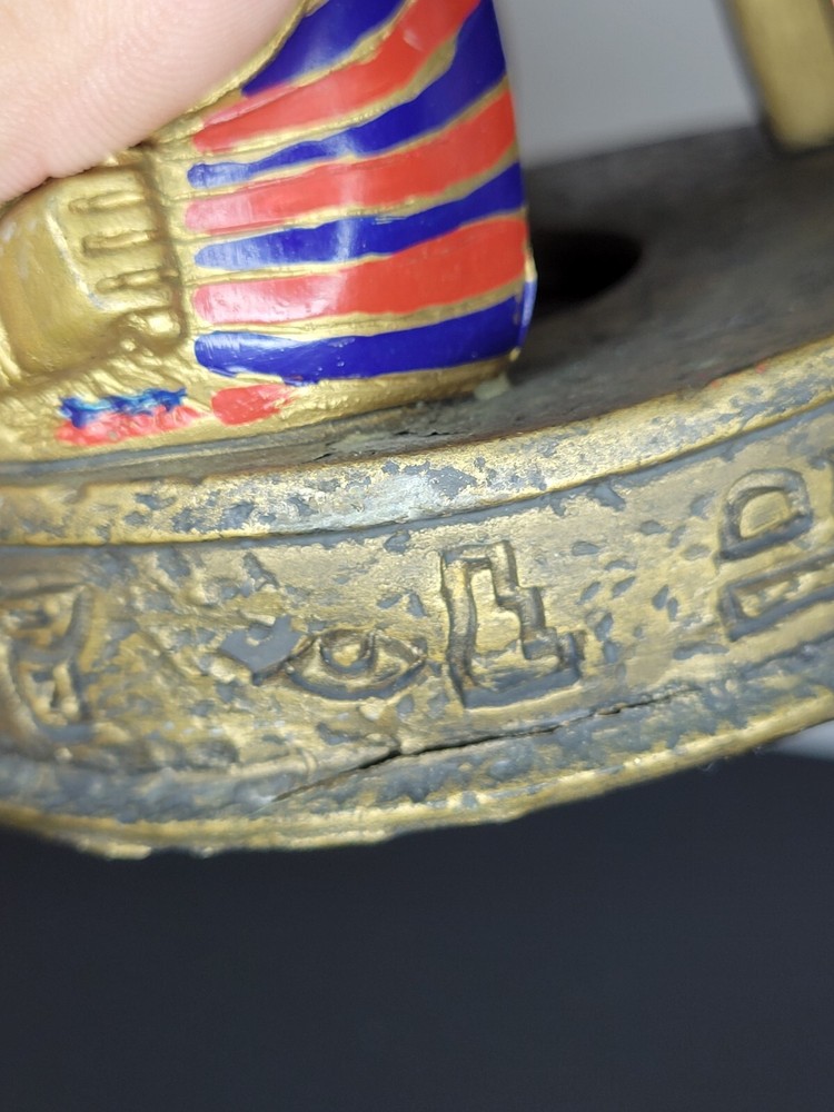 Egyptain pharaoh Bust candle Holder, Has Small Damage Decor Replacement