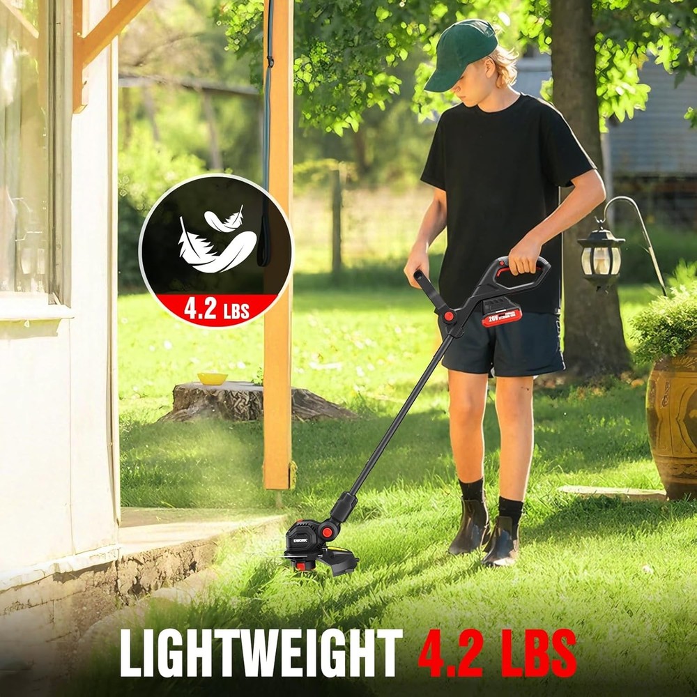 20V 12-Inch Cordless Weed Wacker Battery Powered Weed Eater Electric String
