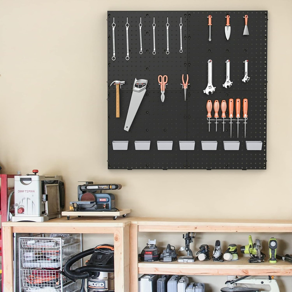 4-Pack 17.75" Black Plastic Pegboard Panels for Garage Tool Organization