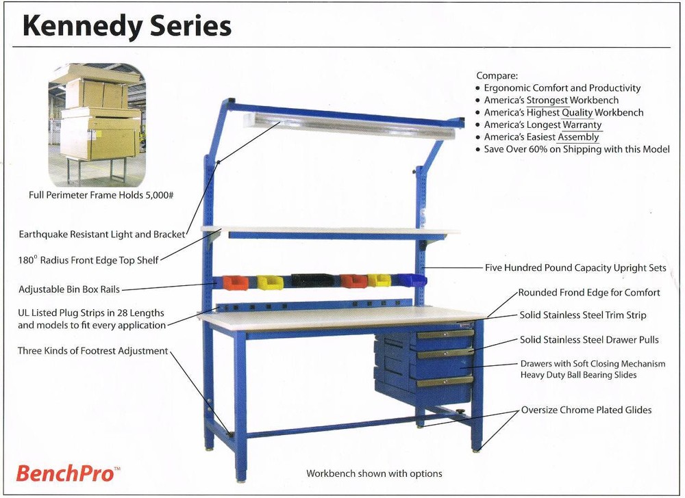 BenchPro K Solid Maple 30"D x 96"W Production Table Industrial Workbenches