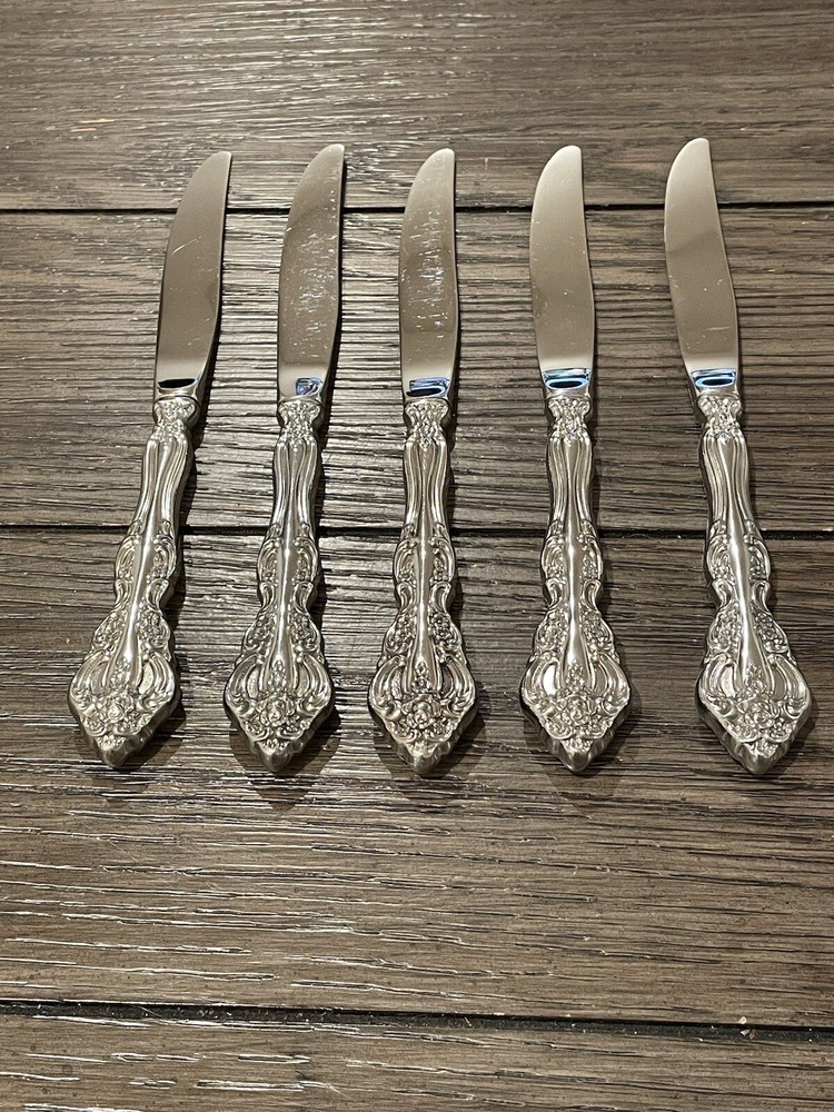 5 Oneida Cube Stainless MICHELANGELO Dinner Knives 9”