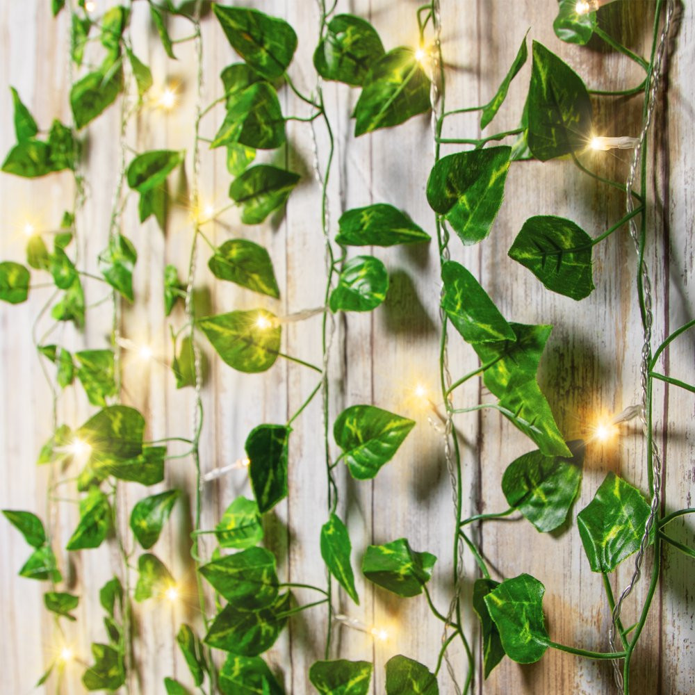 VINE LEAF STRING LIGHTS Cascading Curtain LEDS Warm White