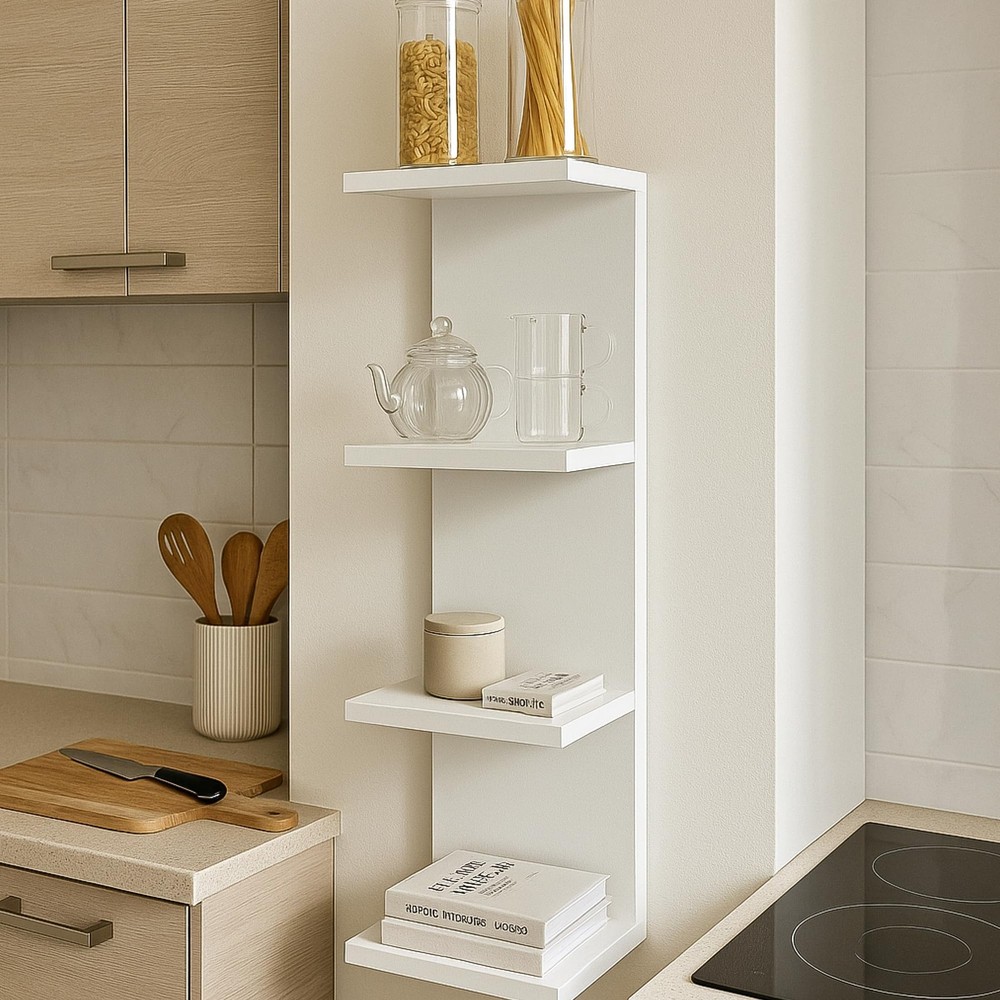 4 Tier Wall Shelf Unit,Vertical Column Floating Storage Home Decor Organizer,...