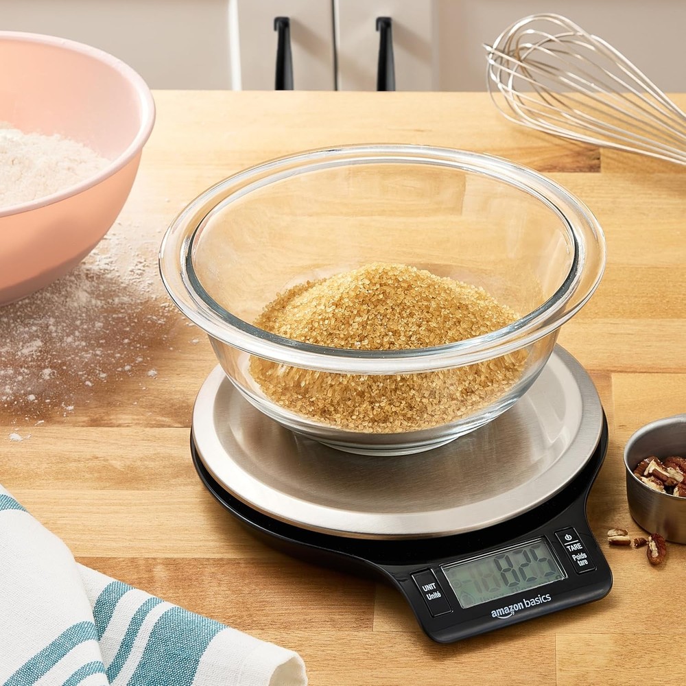 Amazon Basics Digital Kitchen Scale with LCD Display, Tare Function, Multiple Un