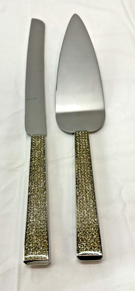 Rhinestone Acrylic Cake & Knife Server Set Wedding Anniversary Accessories