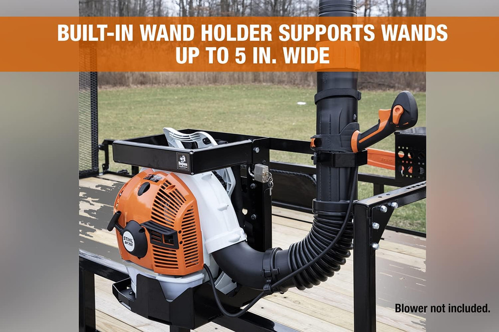 Universal Lockable Backpack Blower Rack for Trailers - Made in USA