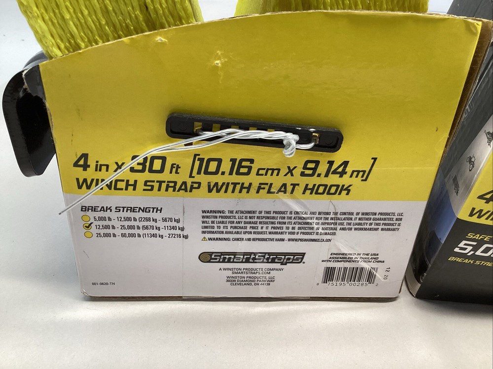 SmartStraps 4 in x 30 ft 5000 lbs Working Load Limit Winch Strap 2 Pack