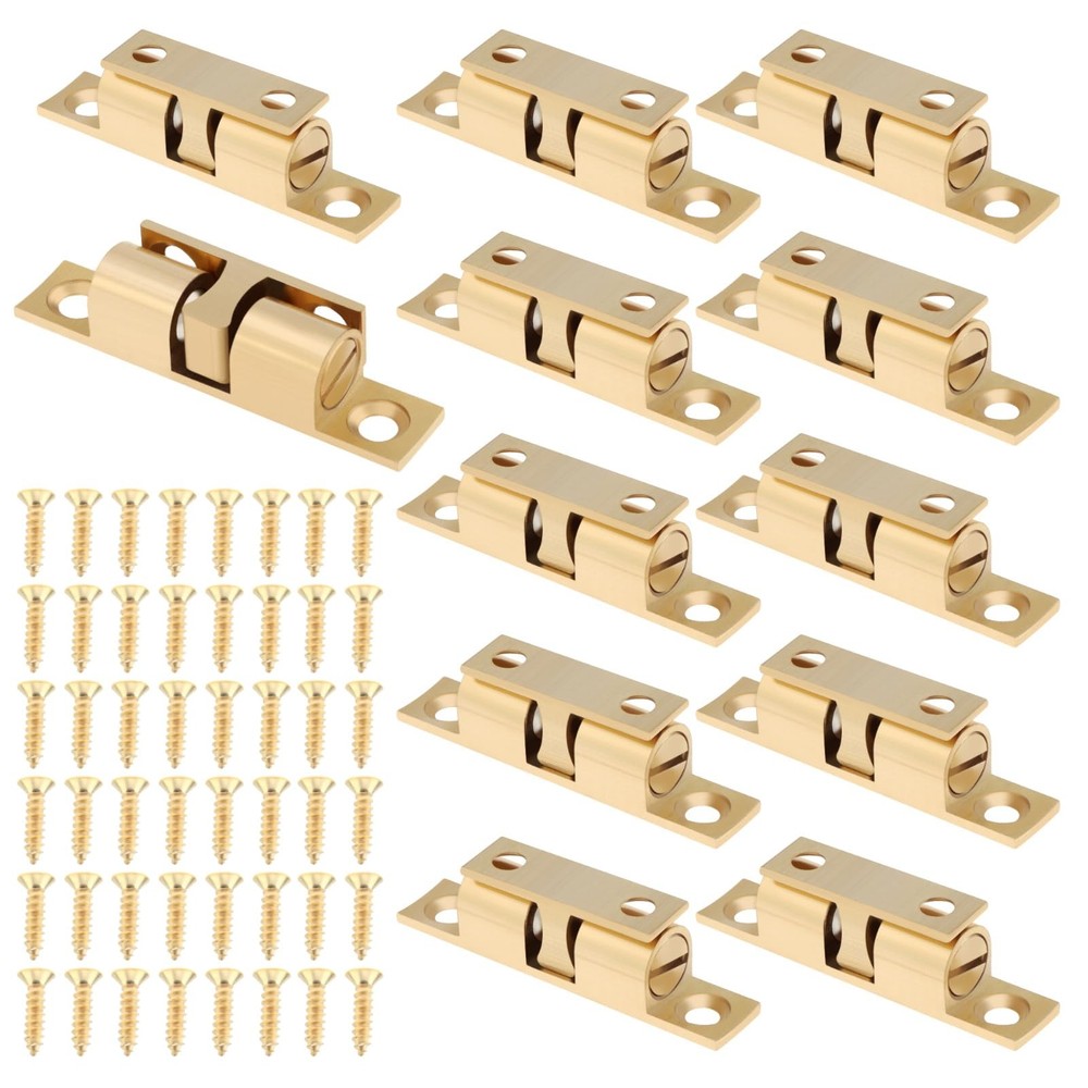 12PCS 48mm Gold Double Ball Tension Roller Catch, Solid Brass, Adjustable