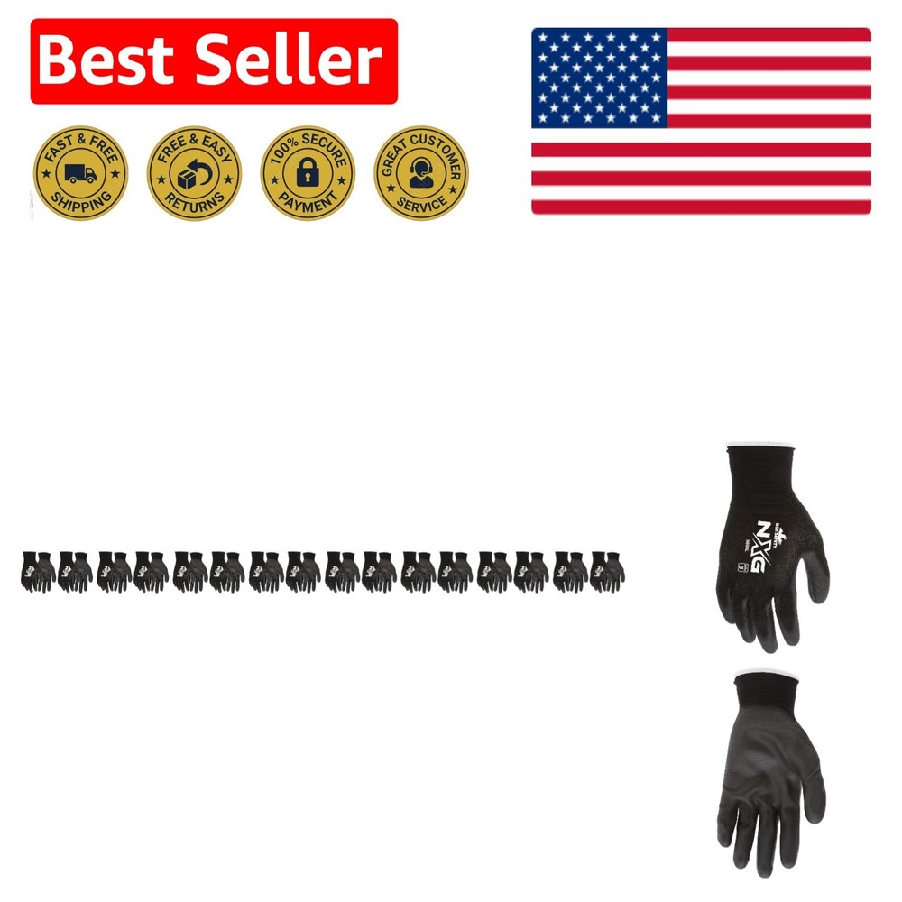 MCR Safety Work Gloves - 13G Nylon Shell & Polyurethane Coating, 1 Pair
