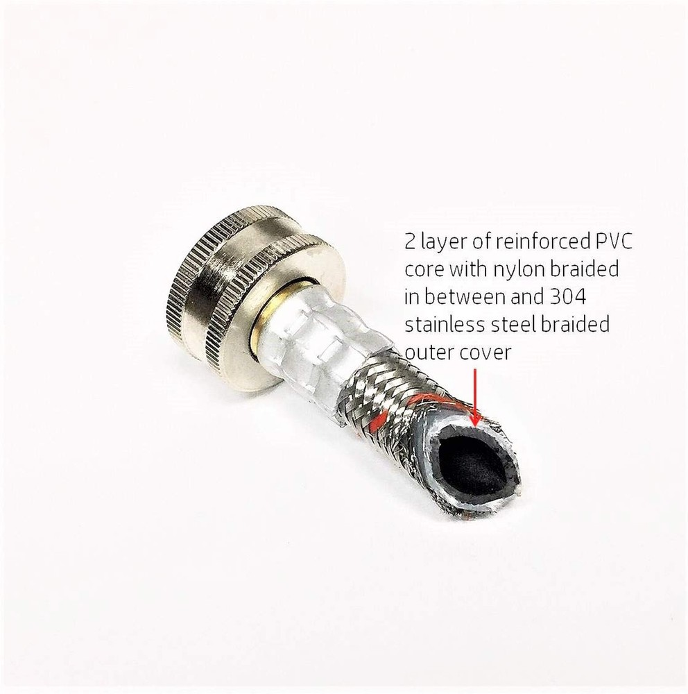 2-Pack Premium Stainless Steel Washing Machine Hoses - 6 FT No-Lead Burst Pro...