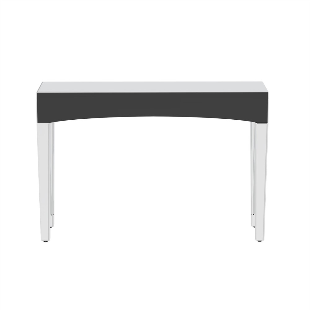 Modern Console Table Mirrored Finished Glam Silver Entryway Table Crystals Inlay