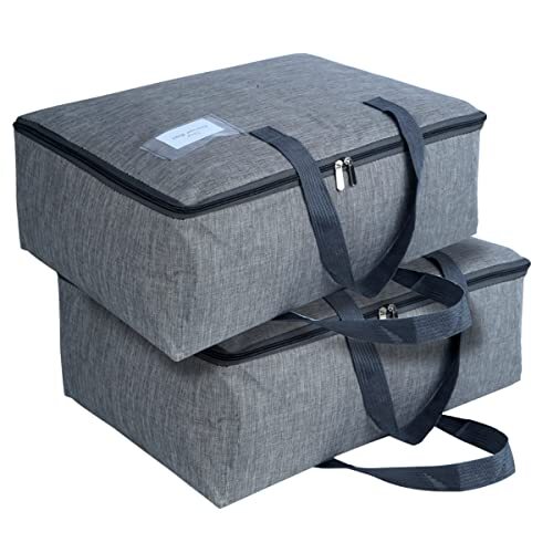 2 Pack Large Moisture-Proof Storage Gray Linen looking water-resistant bag