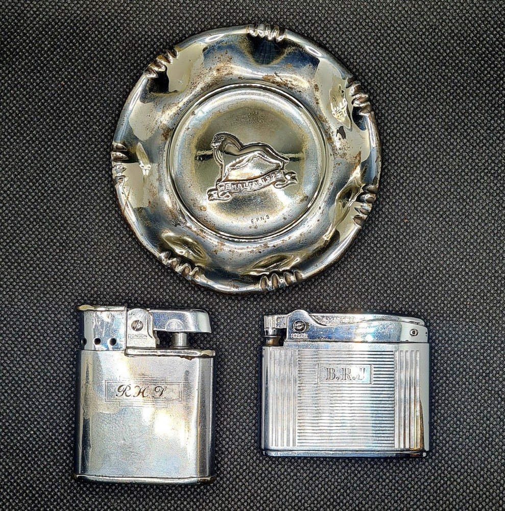 Ronson Whirlwind & Adonis Vintage Lighters + Free 1924 Wembly Exhibition Ashtray