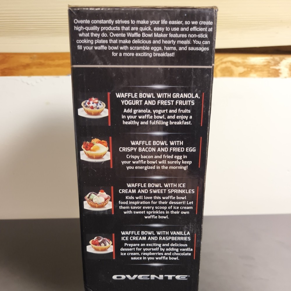 Ovente - Waffle Bowl Maker / Non Stick - White