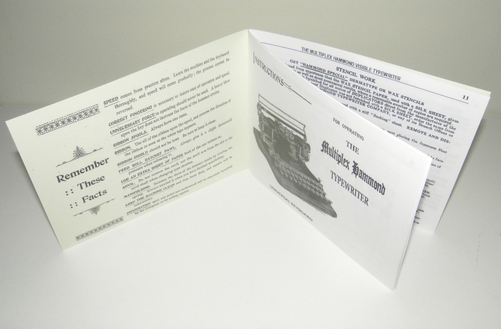 Hammond Multiplex Typewriter Ideal & Universal Instruction Manual Reproduction
