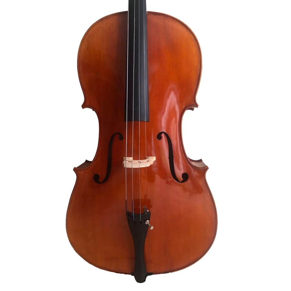 Funion 4/4 Cello Outfit Hand Curved Solid Flame Spruce Ebony Accessories Varnish