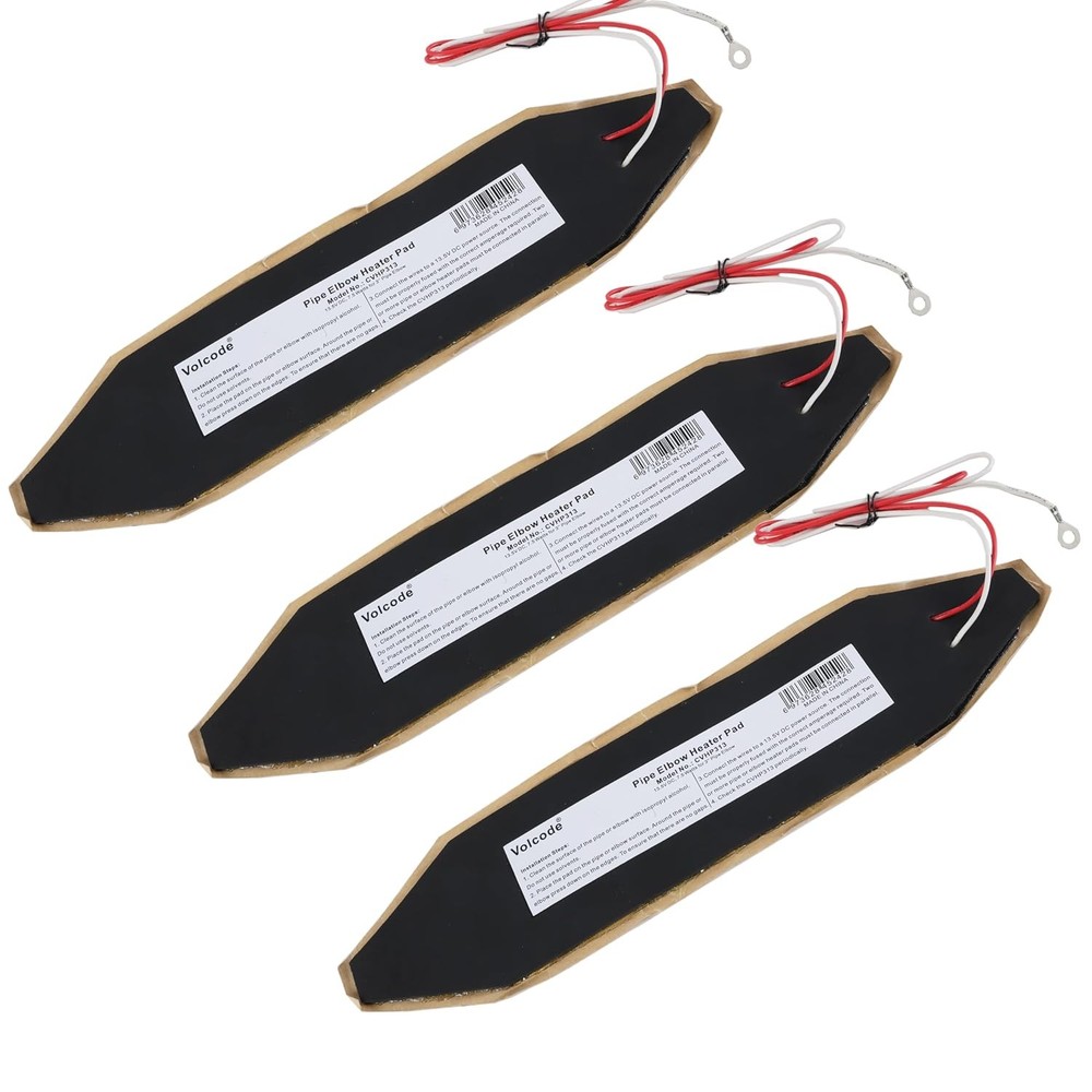 12V 3Pack RV Elbow Pipe Water Heater Pad 3'' x 13'', Battery Warmer Pads, Holdin
