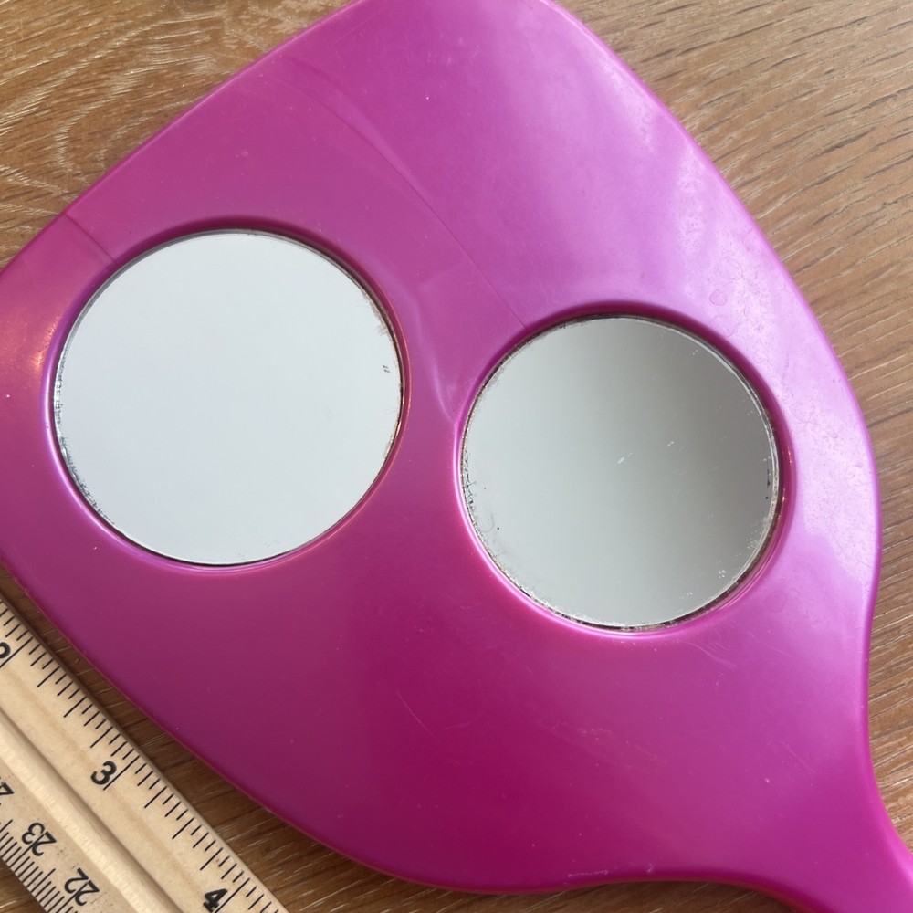 Vintage 90’s Pink Plastic Hand Held Mirror W/ Handle