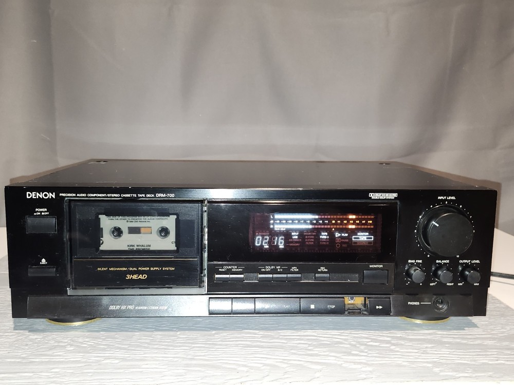 Denon DRM-700 Stereo Cassette Deck - *MISSING REWIND BUTTON, but WORKS NICELY