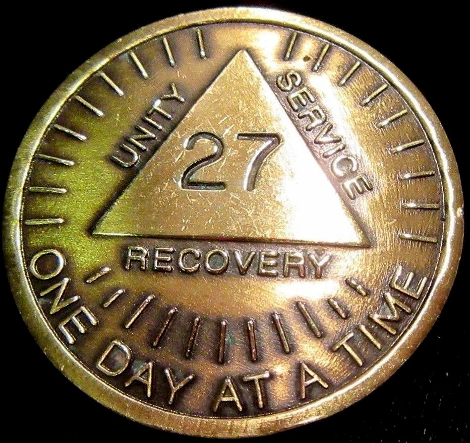 Alcoholics Anonymous AA 27 Year Sunshine Bronze Medallion Token Chip Sober