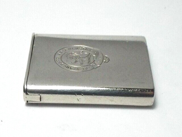 RARE ANTIQUE VICTORIAN FLAT TOP SOLID SILVER VESTA CASE, CRESTED BIRMINGHAM 1881