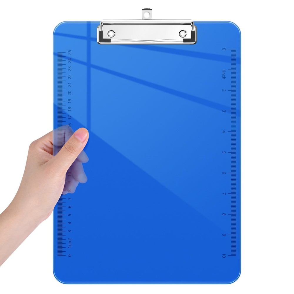Translucent Clipboard With Ruler, Low Profile, Letter Size, Office, Blue