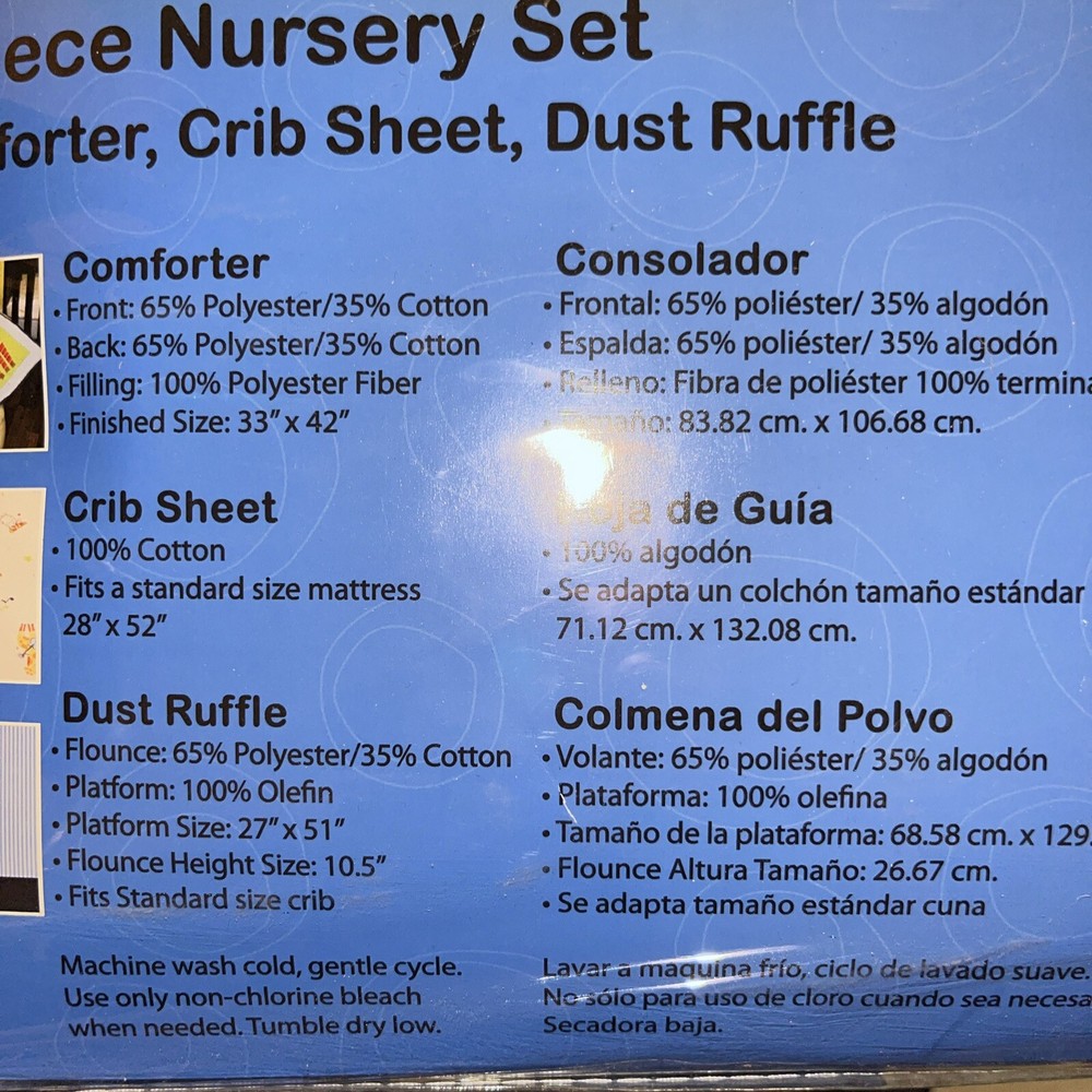 NWP Riegel 3 pc Nursery Set Comforter | Crib Sheet | Dust Ruffle | Cotton Sheet