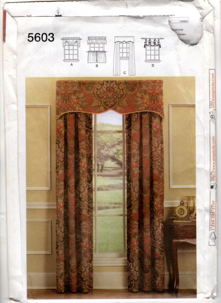 "Easy! Windows" ©2003 Simplicity Home Decorating Sewing Pattern # 5603 UNCUT