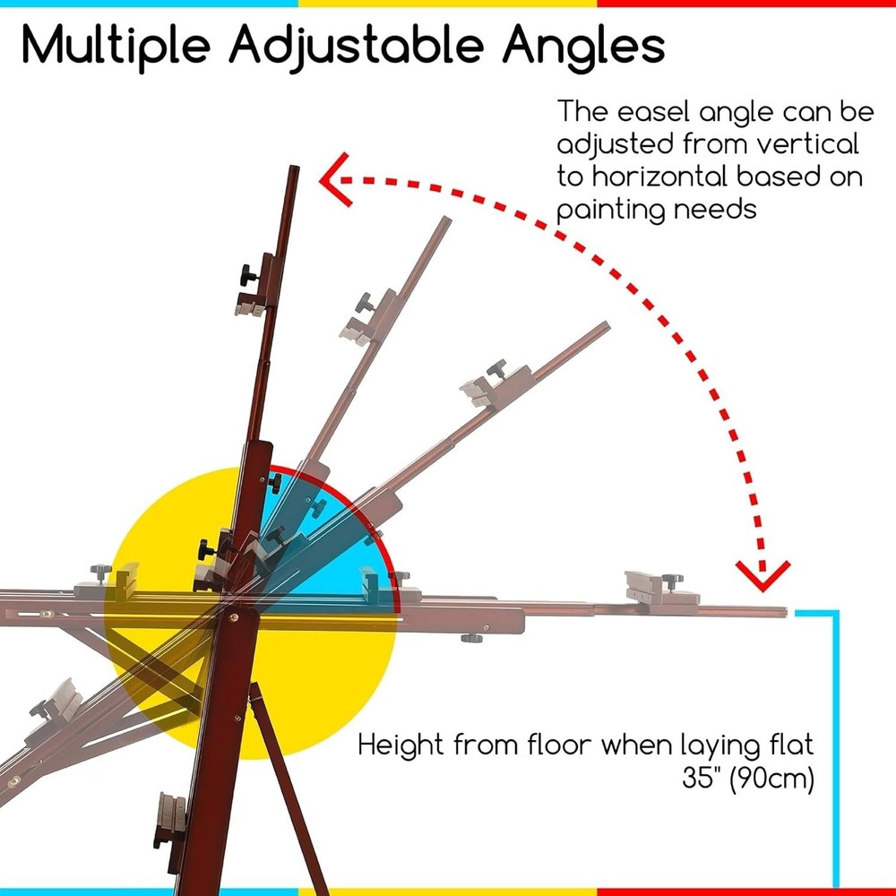 Artist Extra- Large Multi-Function Studio Easel, H-Frame Art Easel, Tilts Fla...