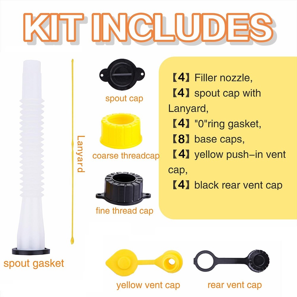 Replacement Gas Can Spouts Improved Design Flexible Pour Nozzle for White